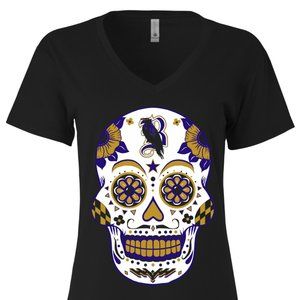 Baltimore Ravens inspired Sugar Skull - Womens VNe